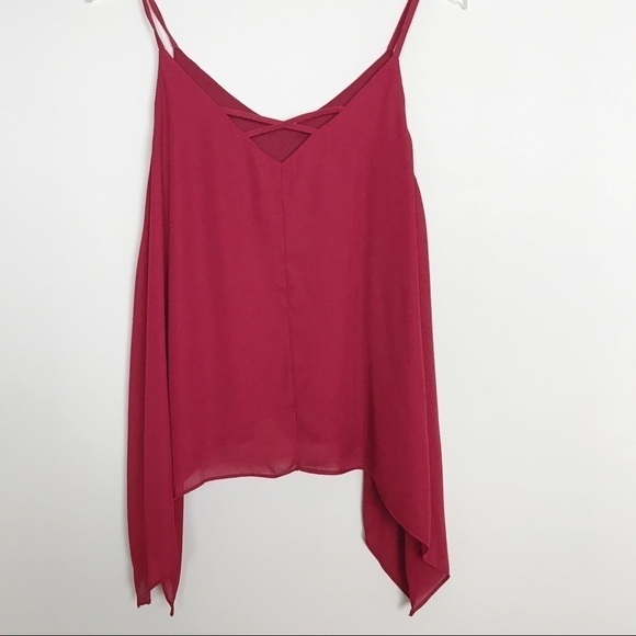 Emmelee beaded dark red tank cross straps hi-lo S - Picture 2 of 8